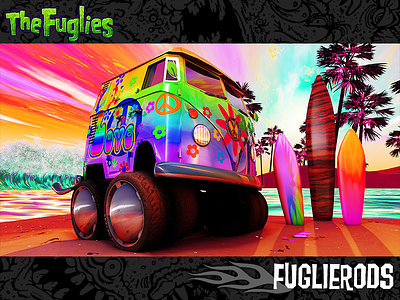 Tie Dyed Skies 3d illustration art cars hot rods hotrods odd rods old school art rat fink rat rods the fuglies weird ohs