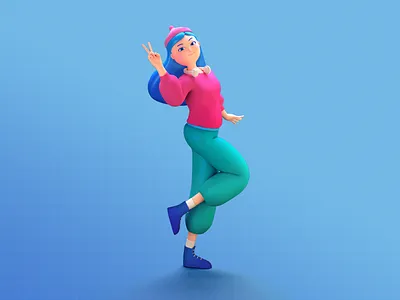 Hiya Pals 3d 3dcharacter cgi character girl maya pose