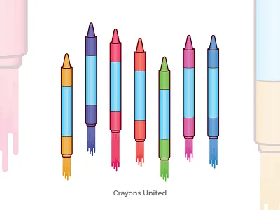 Crayons United! colors design flat graphic design illustration vector