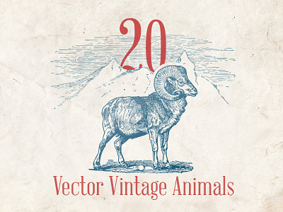 Vector Vintage Animals animal eagle reindeer vintage wolf