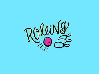 Rolling ball bowling lettering pins procreate rolling script swiggle typography