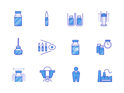 Pharma Icons flat icons medical pharma pictogram procuction stroke tools vial