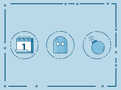 Line Art Icons blue bomb calendar ghost icons illustration lines ui