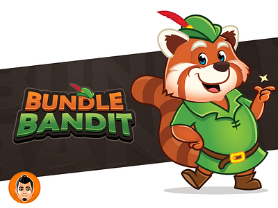Red Panda Mascot and Logo bandit panda red