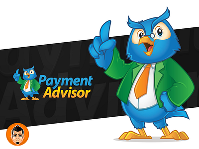 Owl Mascot and Logo blue collar owl professor