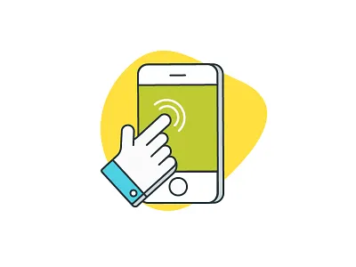 Tap color hand icon mobile tap