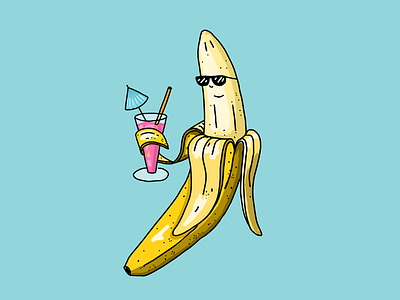 Vacation Banana banana cocktail cool fruit handdrawn illustration procreate vacation