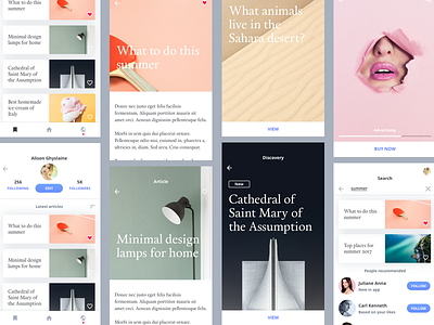 Mobile blog app app blog concept exploration flat material minimal mobile pastel story typography ui