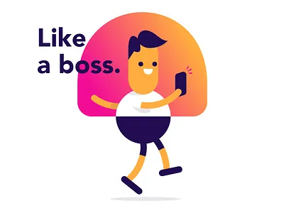 Like a boss app gradient illo illustration kid notification phone skip skipper smile