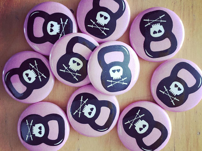 Pink Skull Kettlebell Buttons barbells buttons crossfit kettle bell kettlebell sticker mule