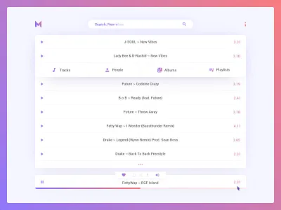 Music Website concept audio design interface material minimal music player simple ui user web