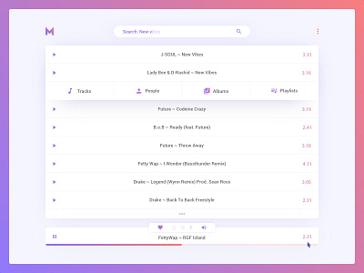 Music Website concept audio design interface material minimal music player simple ui user web