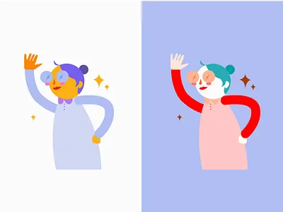 Happy Lady cartoon colorful happy hello illustration wave waving