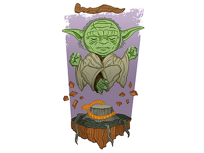 Yoda alien chibi float force illustration jedi meditate old star wars swamp yoda