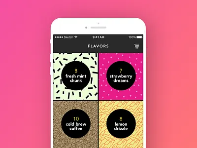 Ice Cream App Concept app color design food grid ice cream ios memphis pattern mobile pattern ui user interface