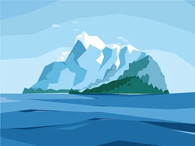 Island Everest everest flat island landscape low poly mount ocean snowy vector