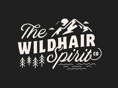 The Wildhair Spirit Co. adventure alcohol branding explore illustration lettering logo mountain northwest portland spirit type