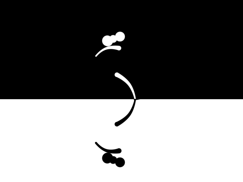 Symmetry animation black and white character flat vector walk cycle
