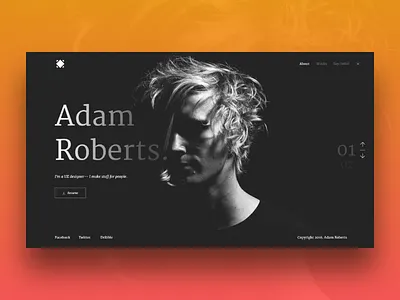 Portfolio - Hero Page 2 tone color daily ui g w gray white hero page landing page minimalist portfolio web design