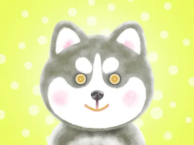 Baby of the husky family animal bear cat cute dog drawing huskie husky illustration painting pet pet product