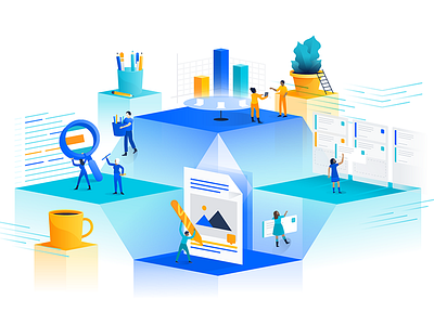 Atlassian Stack Illustration illustration office productivity stack technology work