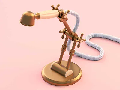 Shower thoughts 3d break c4d desk illustration isometric lamp shower