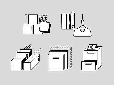 Service icon set box clean furniture icons minimal renovating simple stroke