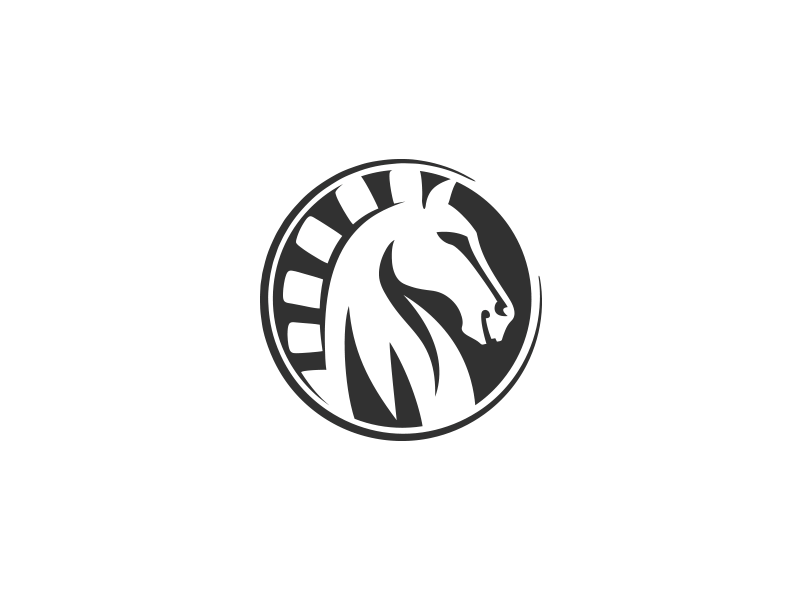 Stallion logo animal chess classic grey head horse logo mustang red roman spartan stallion