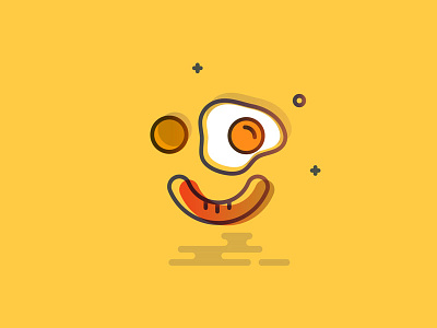 Breakfast illustration breakfast egg icon iconography illustration line art lines sausage sunny side up vector art