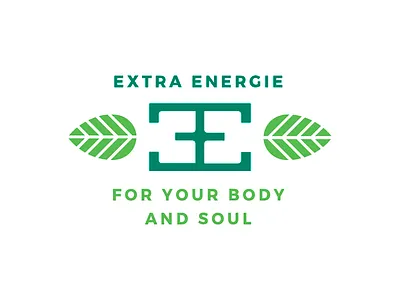 Extra Energie Logo bio brand eco energy green leaf logo minimalist natural organic plant symmetric