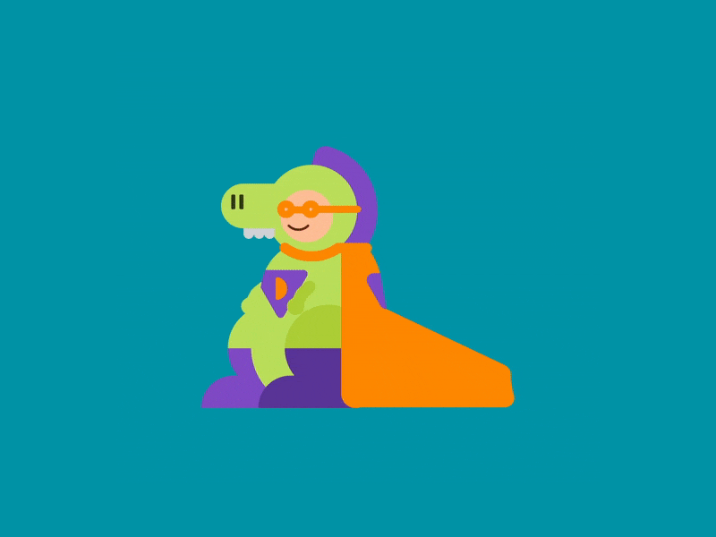 Superhero dinosaur costume animation character design illustration motion