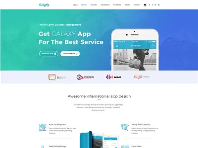 Galaxy - Product, Apps, Agency, Resume/Portfolio Landing Page app landing app landing page colorful landing page creative digital landing page marketing minimal mobile portfolio product software