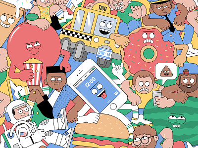 Smoosh 2d burger character design food illustration photoshop