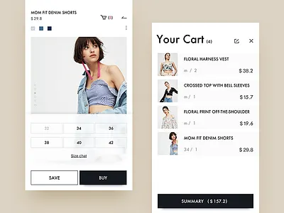 pull&bear redesign / cart cart clothing interface layout shopping ui