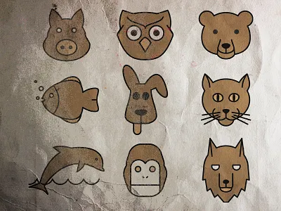 Animals Simple Vector Illustrations animals illustration pantera pig vector wolf zoo