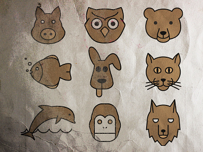 Animals Simple Vector Illustrations animals illustration pantera pig vector wolf zoo