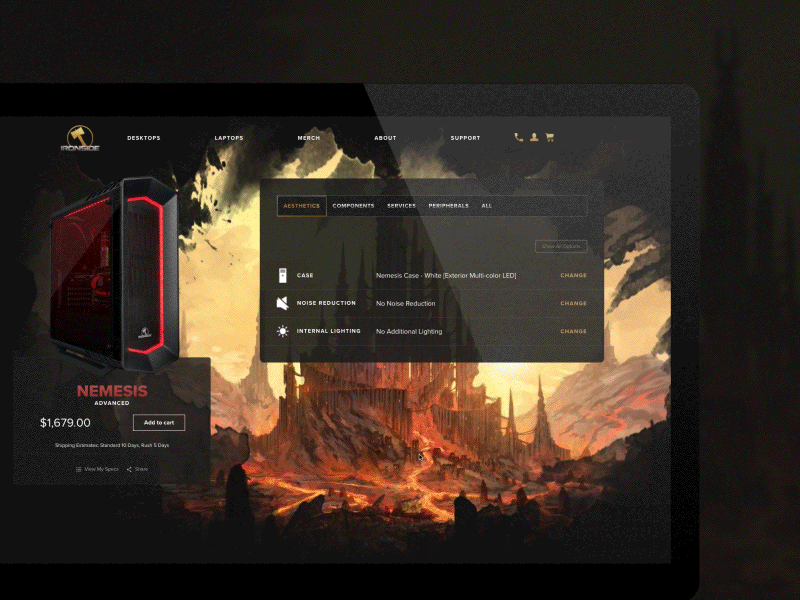Ironside Customizer - Live animation customizer ecommerce illustration pc ui web design