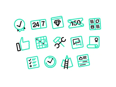 Random Icon Set content icons library linear mountain time