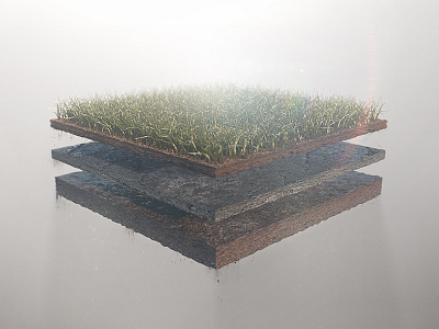 Fun with grass c4d cinema4d earth grass green isometric layer mud rendering soil volumetric