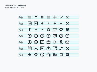 E-commerce / Comparison inline icon set commerce e commerce icon set icons inline perfect pixel shopping small ui