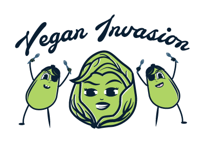 Vegan Invasion! cabbage green mascots vegan vegetables