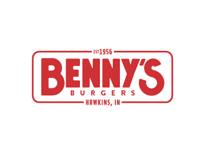 Benny's Burgers branding custom type lockup logo stranger things typography