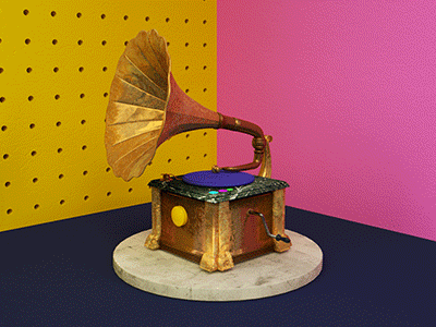 Button Press 3d blue bright c4d cinema 4d gif gramophone hand motion octane render pink yellow