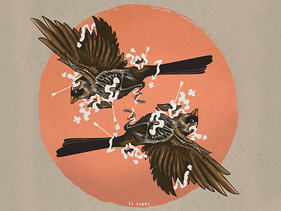 El Fin arrows bird birds colors dead illustration mexico smoke vector