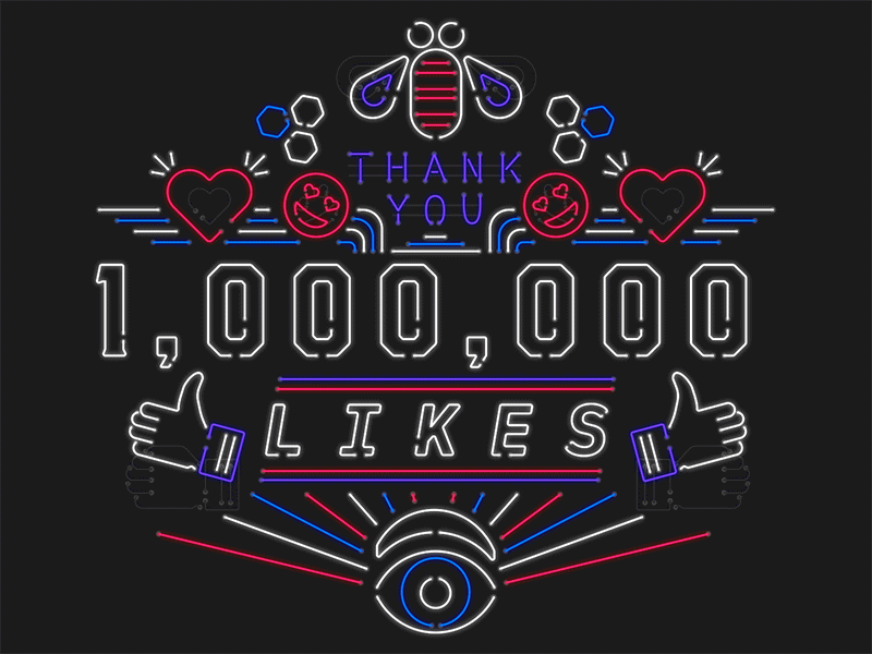 IBM x Facebook Neon 1 million bee emoji eye facebook hand ibm like neon neon sign social media