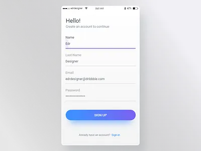 Daily UI Design Challenge #001 Sign UP dailyui design flat form input interface login mobile sign signup 001 sing up user