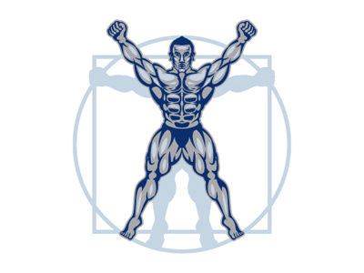 Driven Fitness Logo bodybuilding branding crossfit fitness health identity logo muscle vitruvian wellness