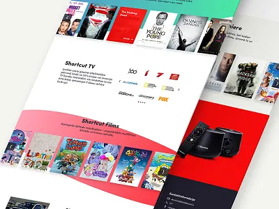 Shortcut Box design landing movies page product shortcut television tv web
