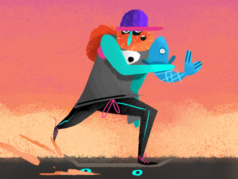 SKATE & FISH board cap dude fish redhair skate skateboarder sunset