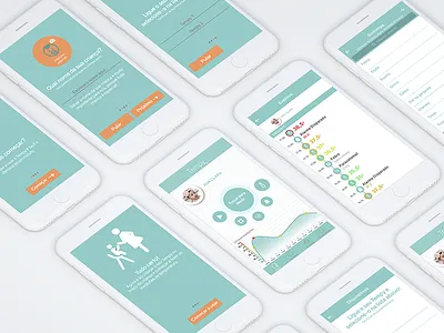 Child's Thermometer device app UI baby bargraph childs gradient graph list onboarding thermometer timeline ui